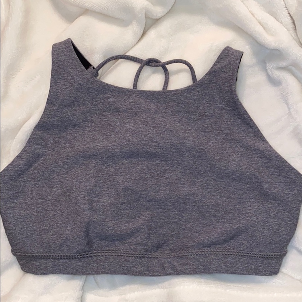 Lululemon High Neck Strappy Gray Sports Bra 6